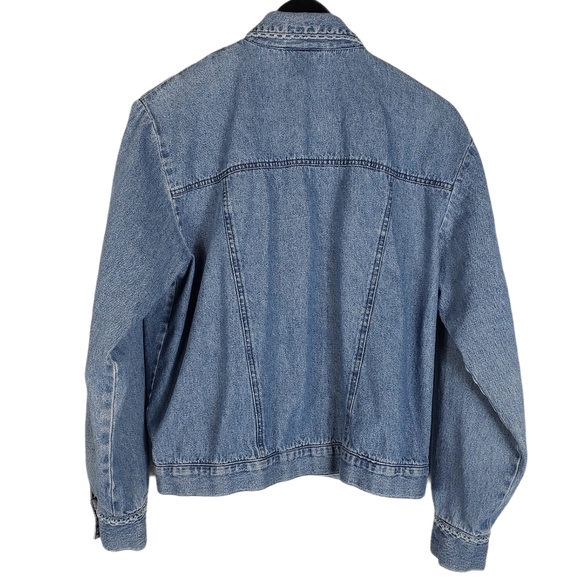 Vintage Saint Germain Blue Chambray Jacket Sz L ? Crotchet Button Up Jean Denim - Picture 4 of 12